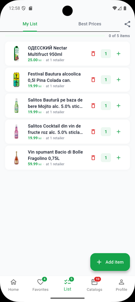 Shopping list with Best Prices in redu